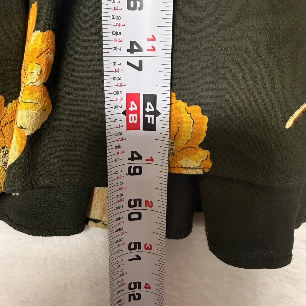 Madewell Olive Green Yellow Fall Floral Tiered Button Front Maxi Dress M - Picture 8 of 8